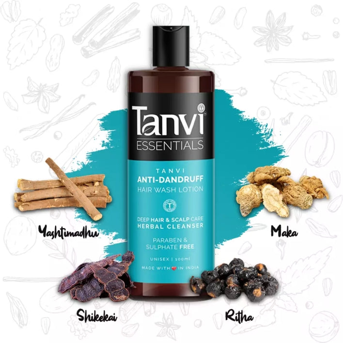 Tanvi Antidandruff Hair Wash Lotion: Herbal Hair Cleanser- 100ml